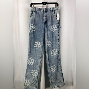 PacSun Blue Floral Straight Leg Jeans